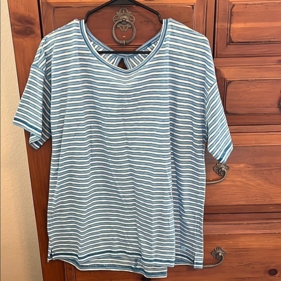 Talbots Tops - Talbots Blue and White Striped Short Sleeve Tee NWOT
